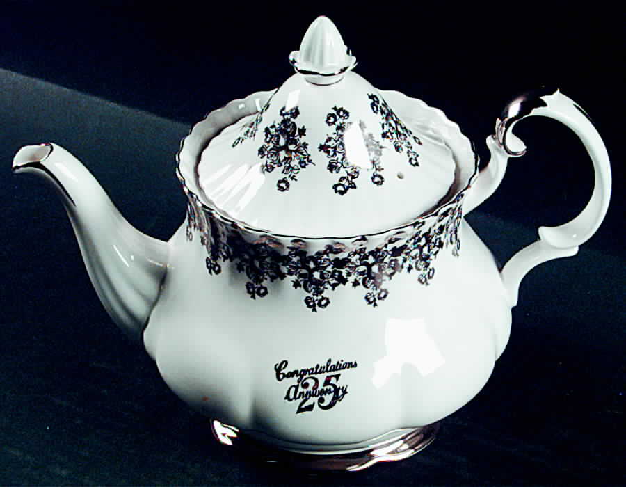Anniversary Platinum Teapot & Lid by Royal Albert-1