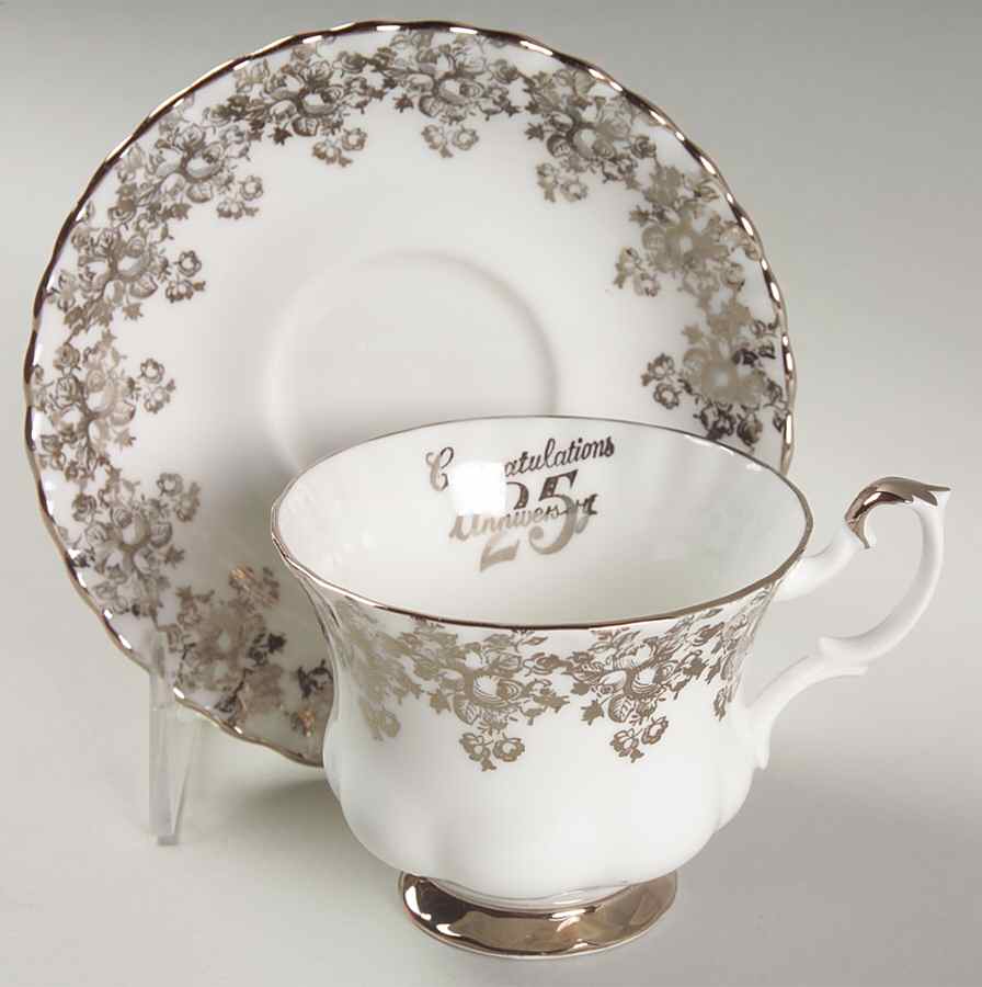 Anniversary Platinum Footed Cup & Saucer Set by Royal Albert-1