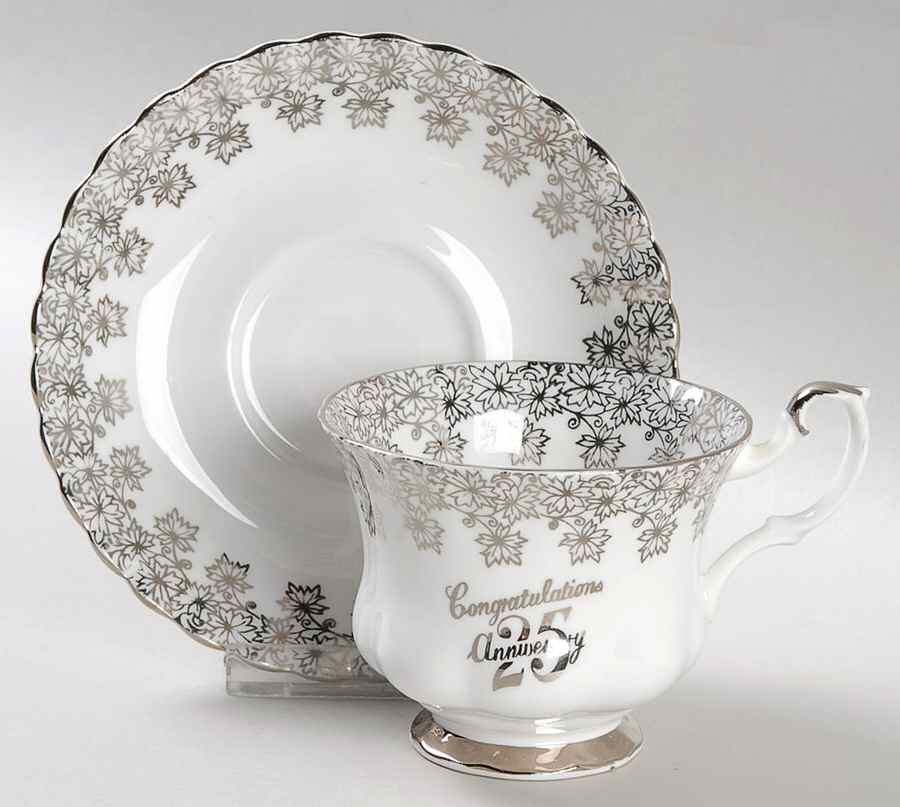 Anniversary Platinum Footed Cup & Saucer Set by Royal Albert-1