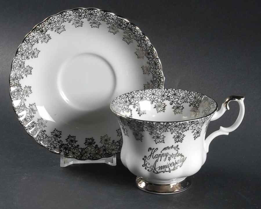 Anniversary Platinum Footed Cup & Saucer Set by Royal Albert-1