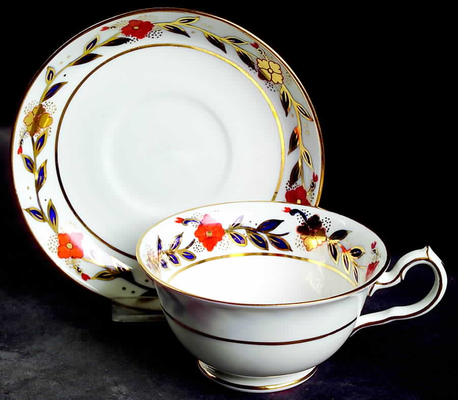Asian Rose Footed Cup & Saucer Set by Royal Crown Derby-1