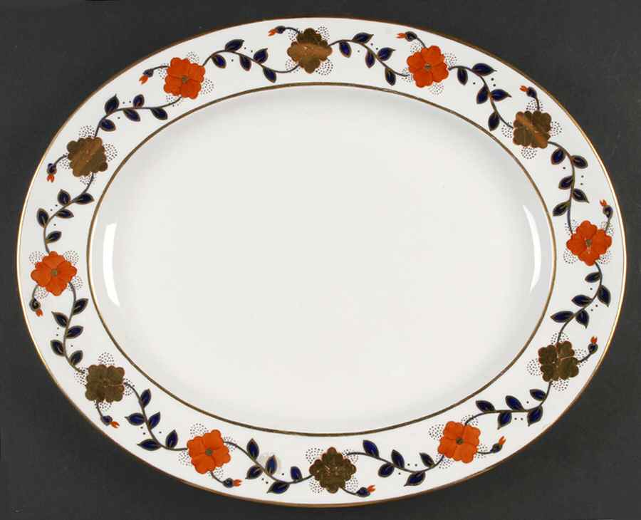 Asian Rose 15" Oval Serving Platter by Royal Crown Derby-1