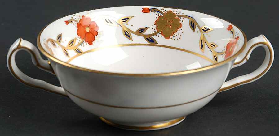 Asian Rose Footed Cream Soup Bowl by Royal Crown Derby-1