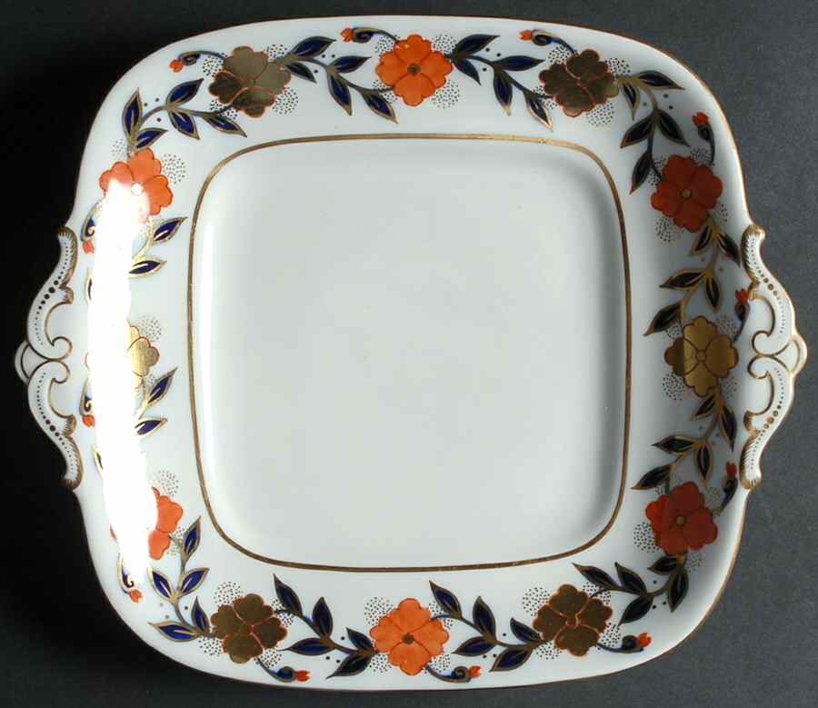 Asian Rose Handled Cake Plate by Royal Crown Derby-1