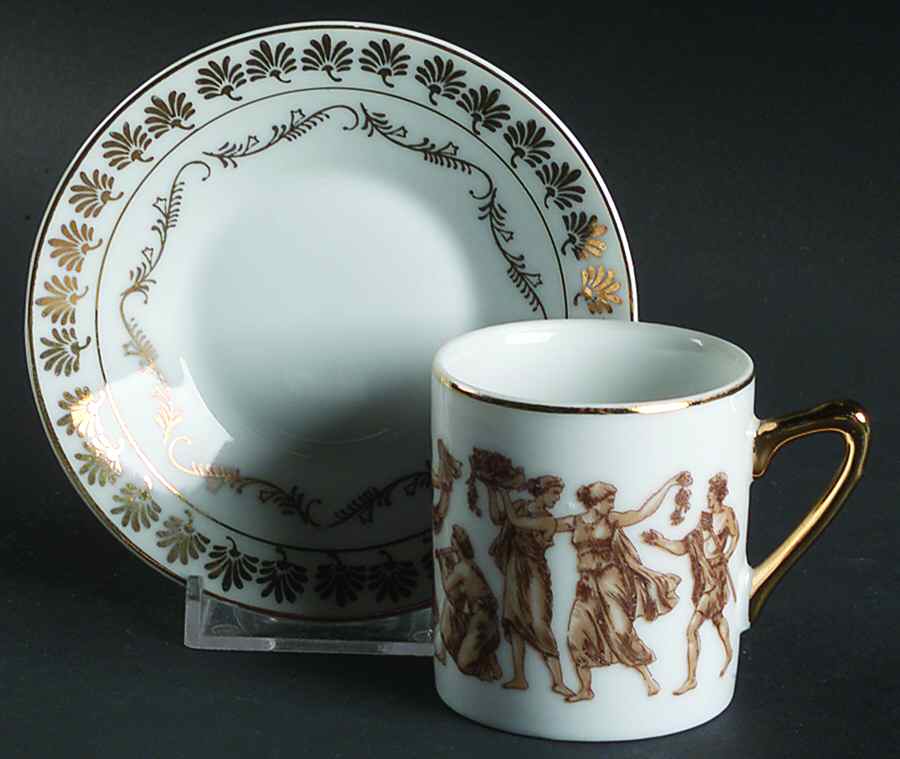 Roman Festival Flat Demitasse Cup & Saucer Set by Royal Crown (Japan)-1