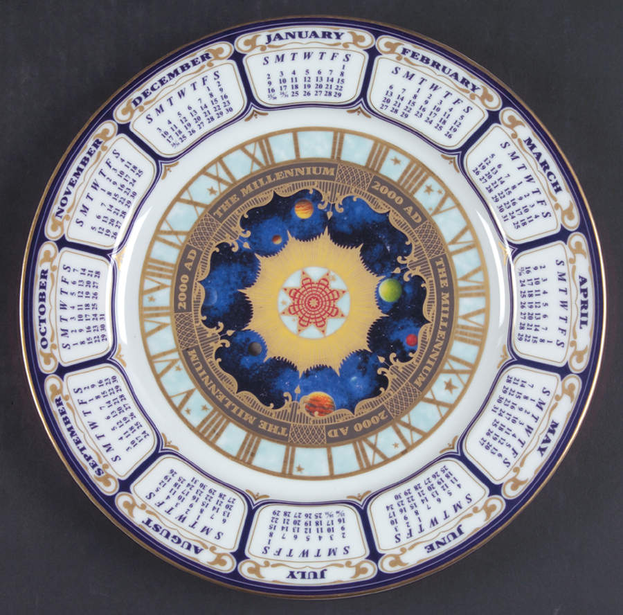 Millennium (Gold) "2000" Calendar Plate by Royal Worcester-1
