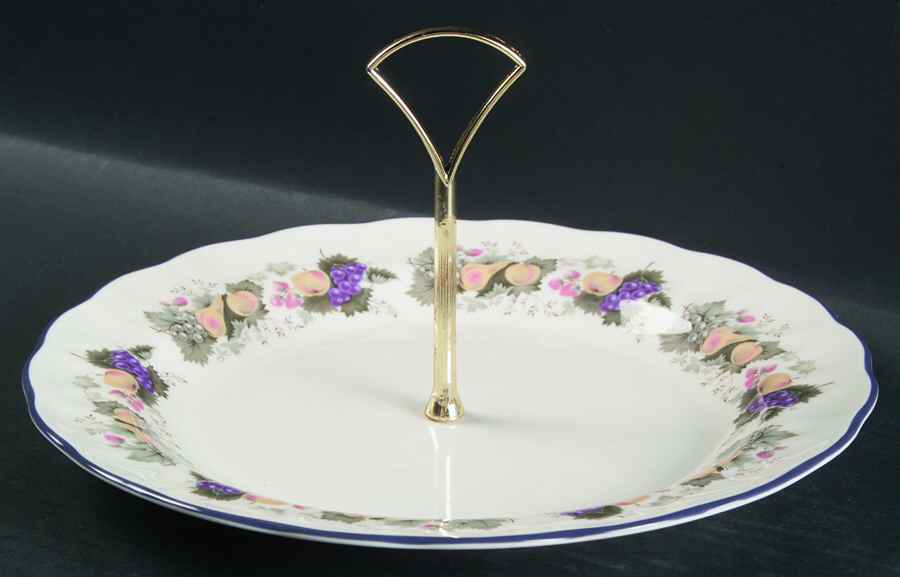 Ravenna (Purple Trim) Round Serving Plate with Handle (DP) by Royal Doulton-1