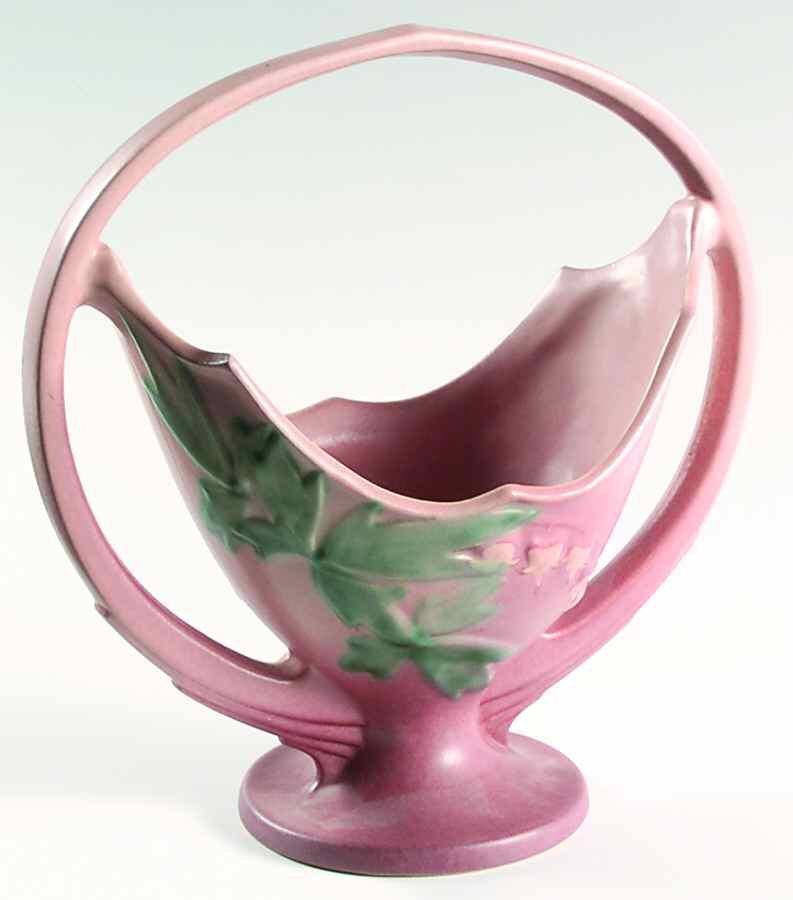 Bleeding Heart Pink 10" Handled Basket by Roseville-1