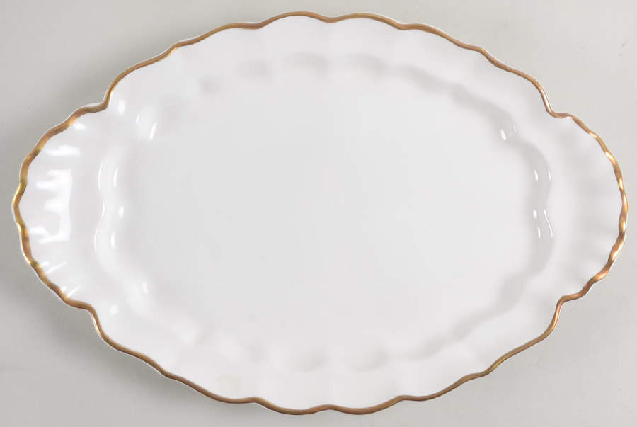 White & Gold Underplate for Oval Tureen by Royal Worcester-1
