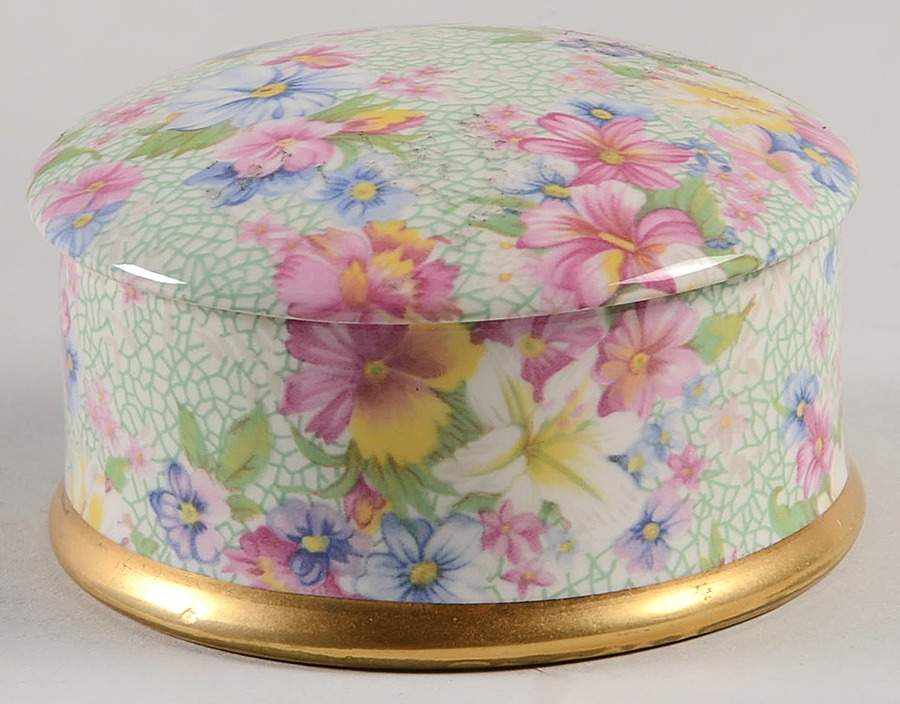 Marion (Earthenware, Circa 1995) 3" Round Box & Lid by Royal Winton-1