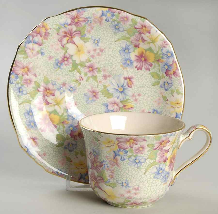 Marion (Earthenware, Circa 1995) Flat Cup & Saucer Set by Royal Winton-1