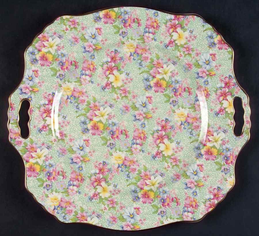 Marion (Earthenware, Circa 1995) Square Handled Cake Plate by Royal Winton-1