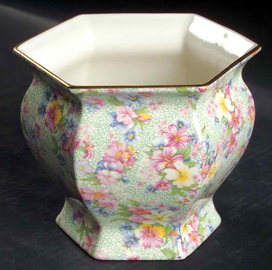 Marion (Earthenware, Circa 1995) 5" Octagonal Planter by Royal Winton-1