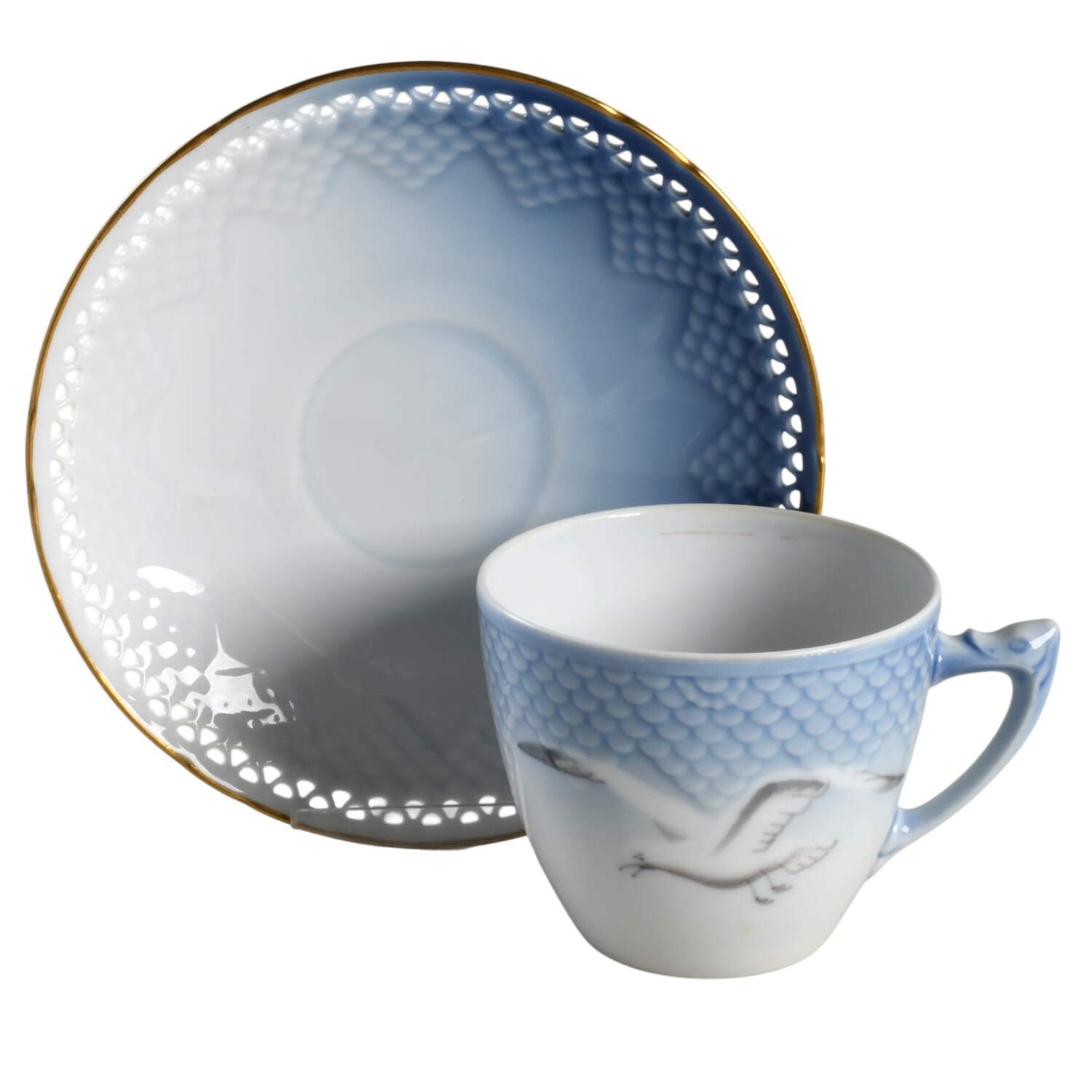 Seagull Flat Cup & Saucer Set by Royal Copenhagen-1