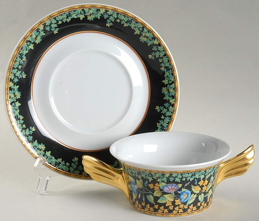 Gold Ivy Flat Cream Soup Bowl & Saucer Set by Rosenthal - Continental-1