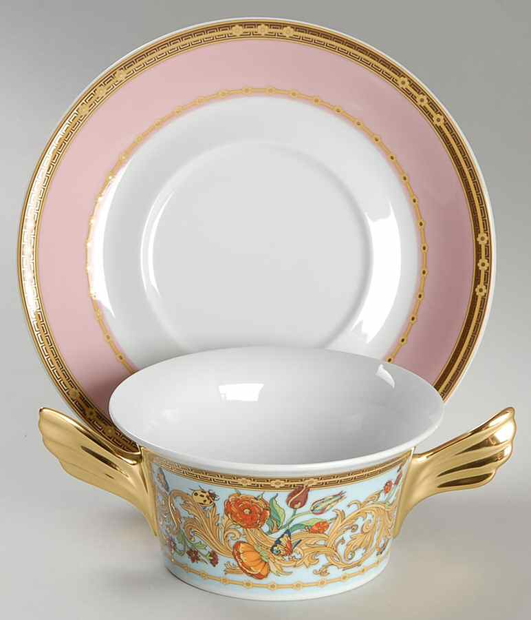 Le Jardin De Versace Flat Cream Soup Bowl & Saucer Set by Rosenthal - Continental-1
