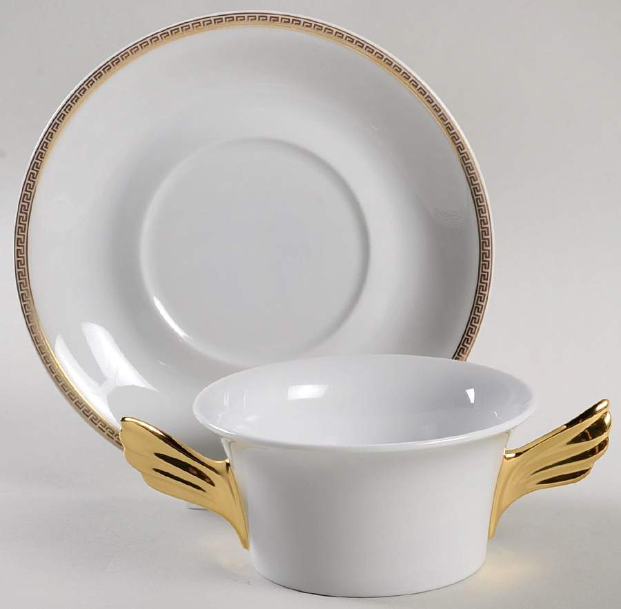 Medaillon Meandre D'Or Flat Cream Soup Bowl & Saucer Set by Rosenthal - Continental-1