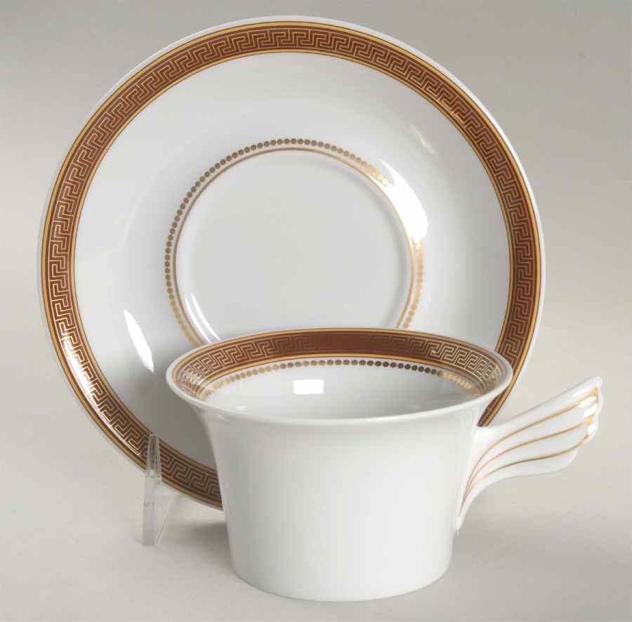 Medaillon Meandre Marron Flat Cup & Saucer Set by Rosenthal - Continental-1