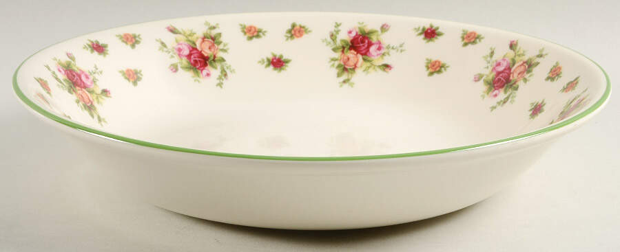 Old Country Roses Cream (Green Trim) 13" Pasta Serving Bowl by Royal Albert-1
