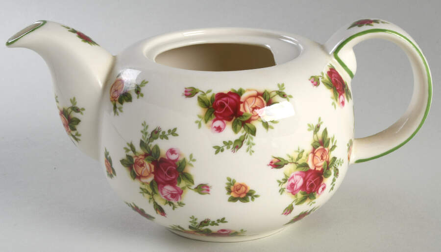 Old Country Roses Cream (Green Trim) Teapot No Lid by Royal Albert-1