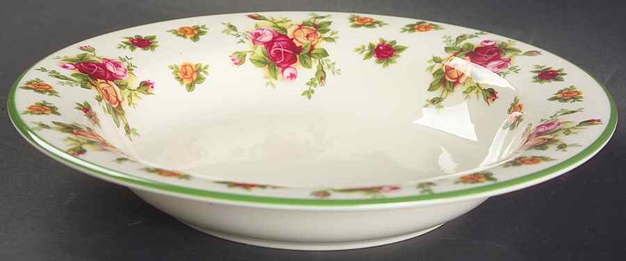 Old Country Roses Cream (Green Trim) Rim Soup Bowl by Royal Albert-1