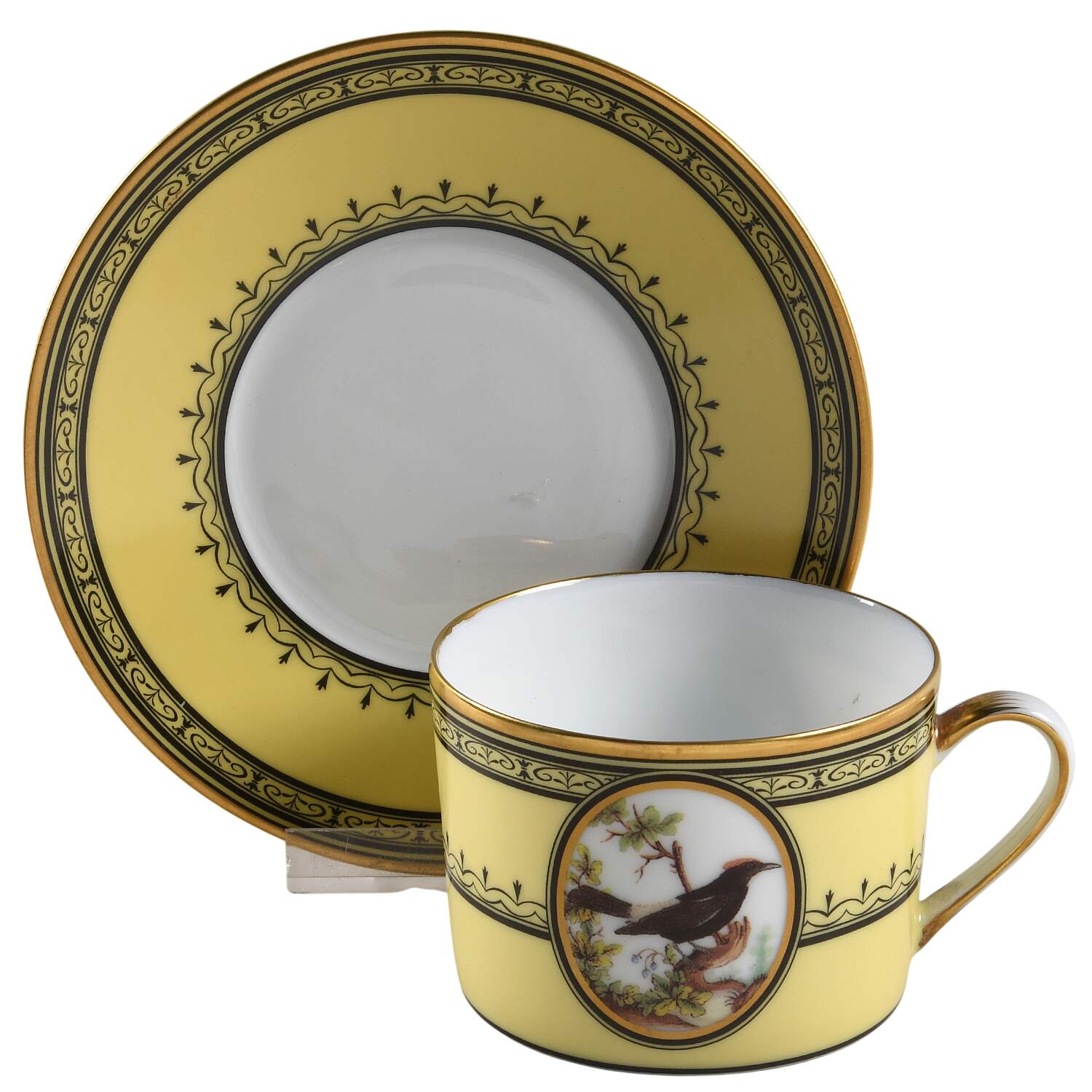 King's Garden Yellow Flat Cup & Saucer Set by Royale (France)-1