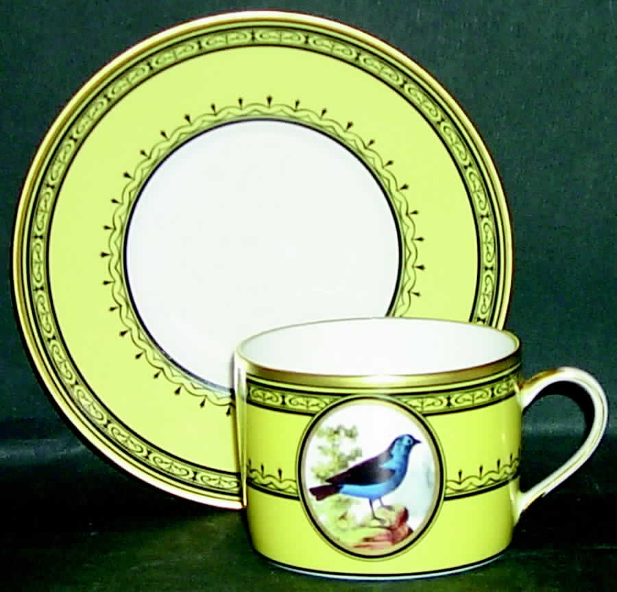 King's Garden Yellow Flat Cup & Saucer Set by Royale (France)-1