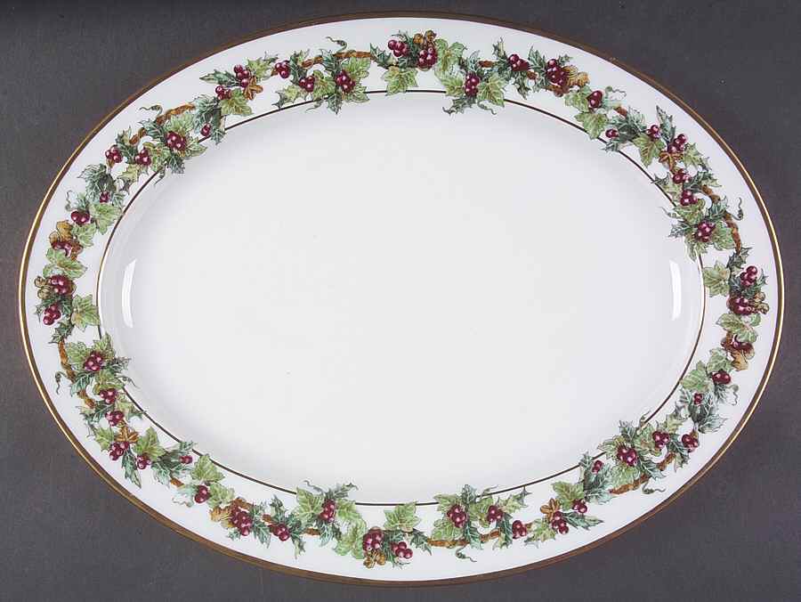The Holly and The Ivy 16" Oval Serving Platter by Royal Gallery-1