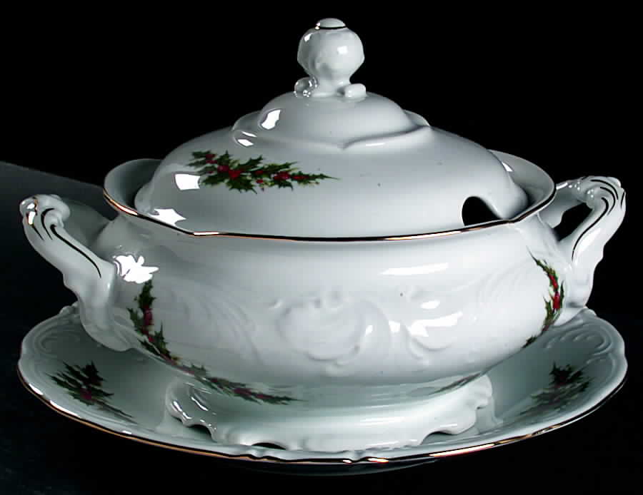 Holiday Holly Tureen & Lid w/Underplate by Royal Kent (Poland)-1