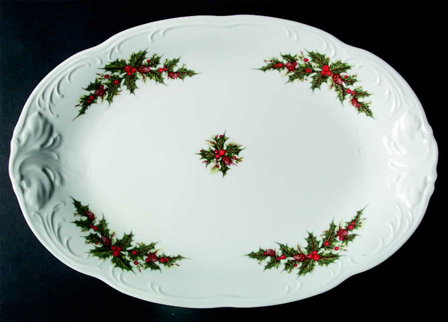 Holiday Holly 13" Oval Serving Platter by Royal Kent (Poland)-1
