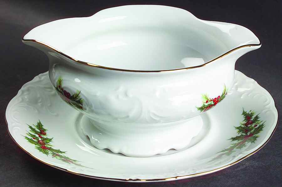 Holiday Holly Round Gravy Boat & Underplate by Royal Kent (Poland)-1