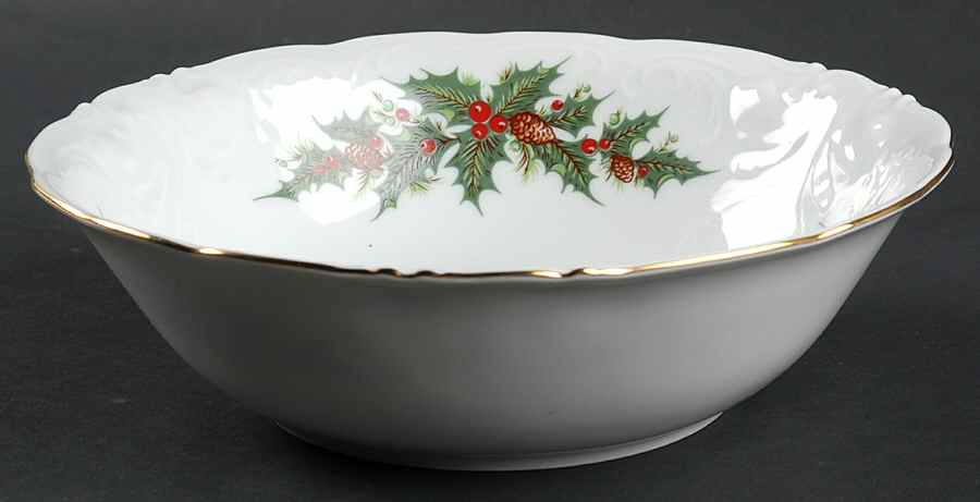 Holiday Holly 8" Round Vegetable Bowl by Royal Kent (Poland)-1