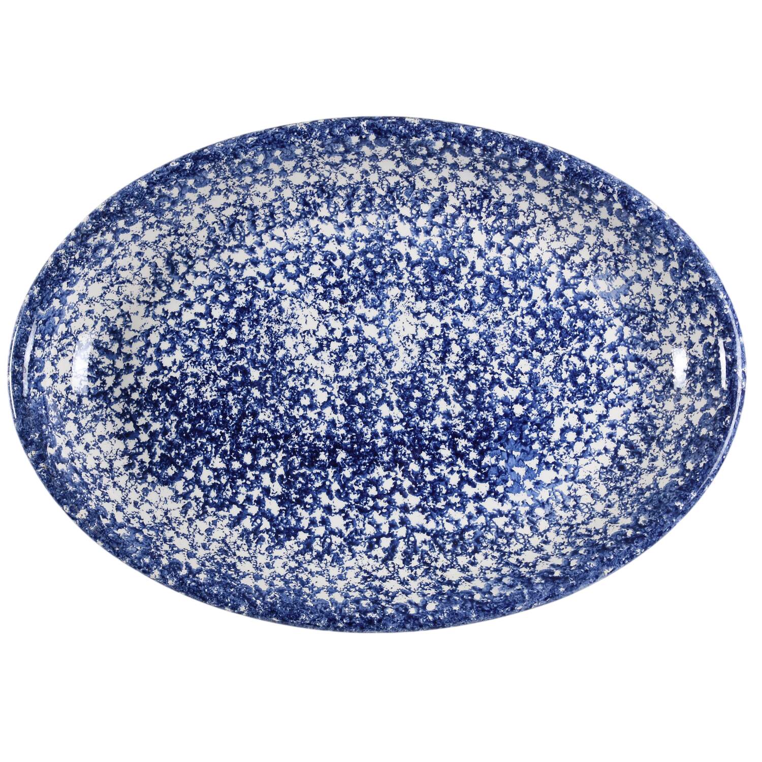 Sponge Blue 19" Oval Serving Platter by Roma (New York)-1