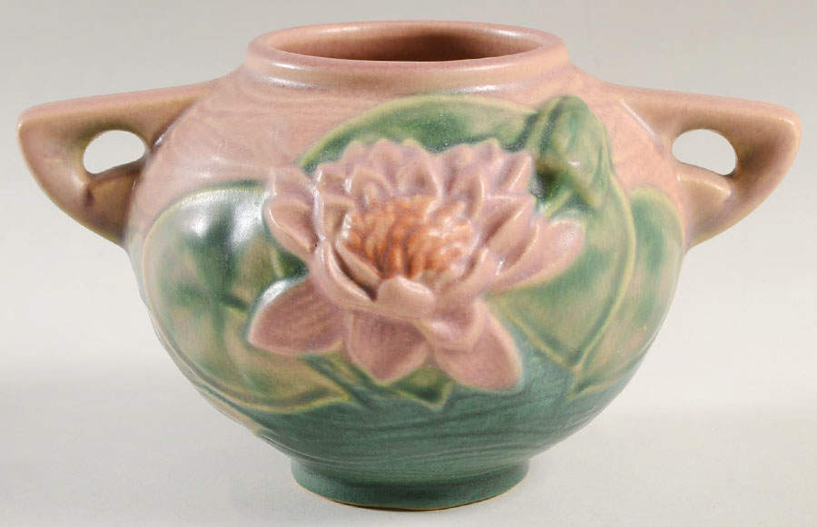 Water Lily Pink Green 4" Rose Bowl by Roseville-1