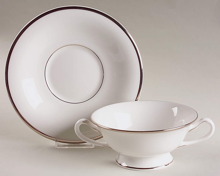 Monaco Footed Cream Soup Bowl & Saucer Set by Royal Worcester-1