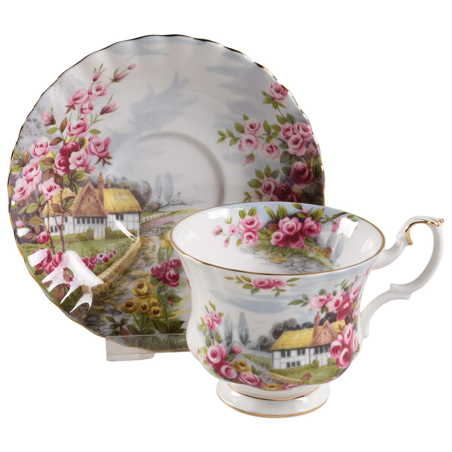 Country Scenes Footed Cup & Saucer Set by Royal Albert-1
