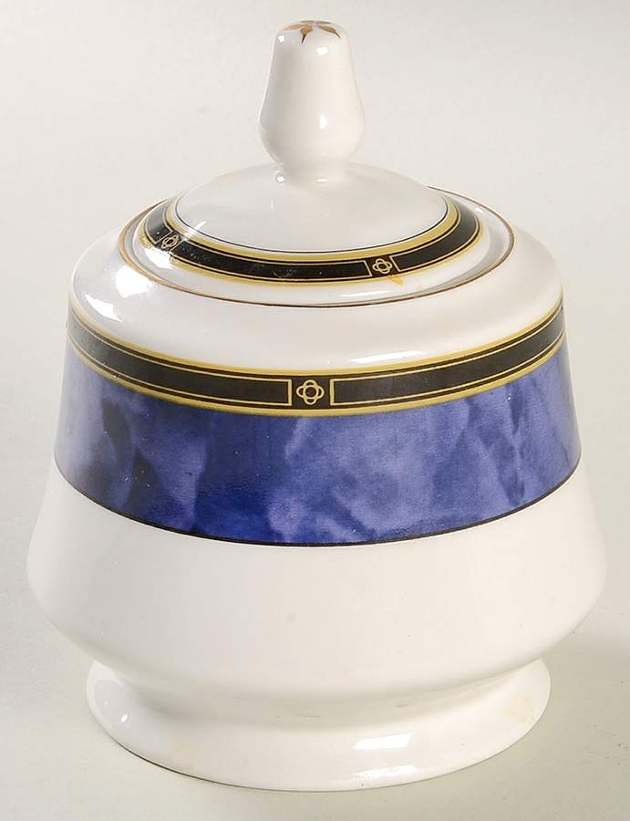 Blue Garland Sugar Bowl & Lid by Retroneu-1