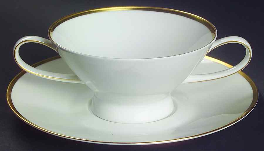 Classic Gold Footed Cream Soup Bowl & Saucer Set by Rosenthal - Continental-1
