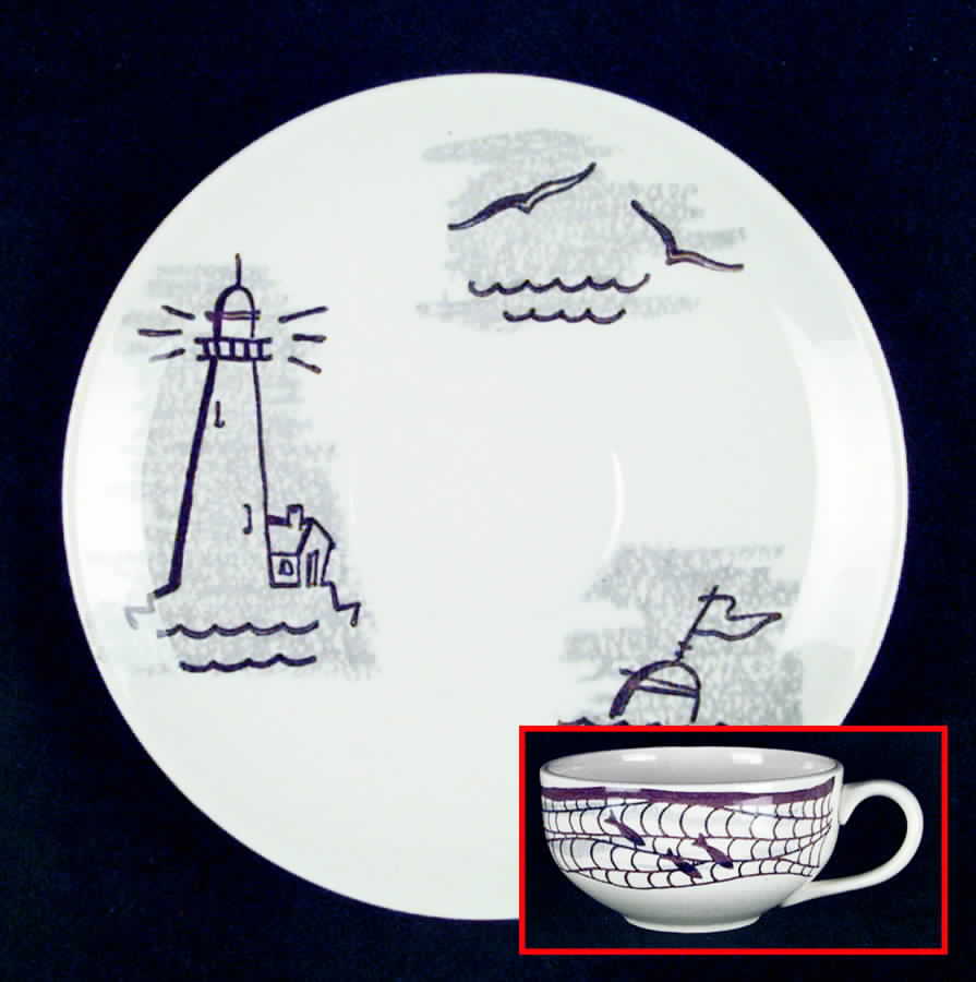 Seafare Flat Cup & Saucer Set by Royal (USA)-1