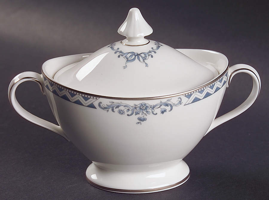 Josephine Platinum Sugar Bowl & Lid by Royal Doulton-1