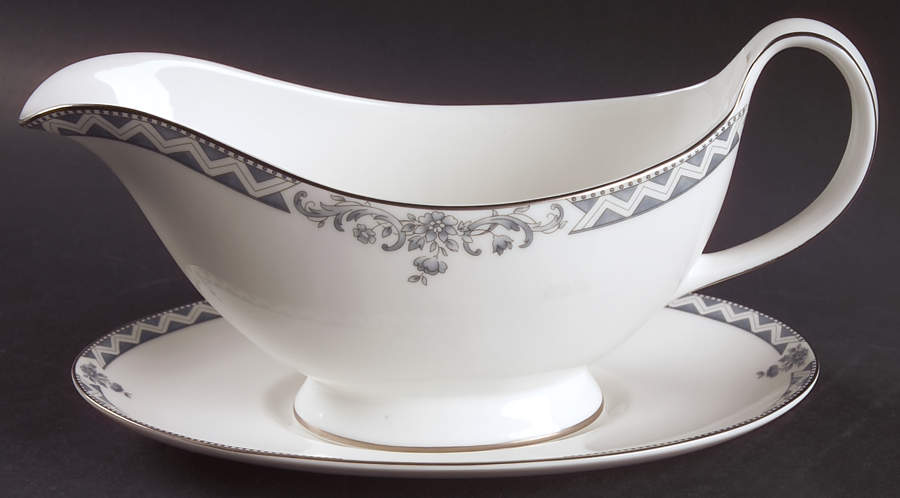 Josephine Platinum Gravy Boat & Underplate by Royal Doulton-1