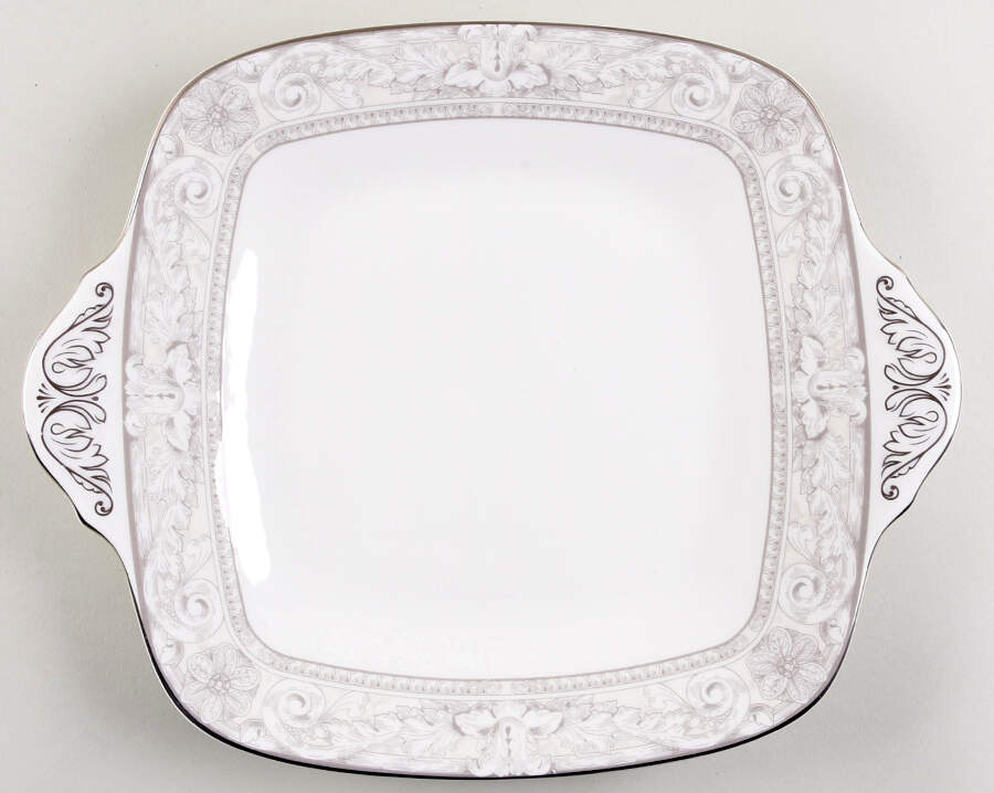Naples Platinum Square Handled Cake Plate by Royal Doulton-1