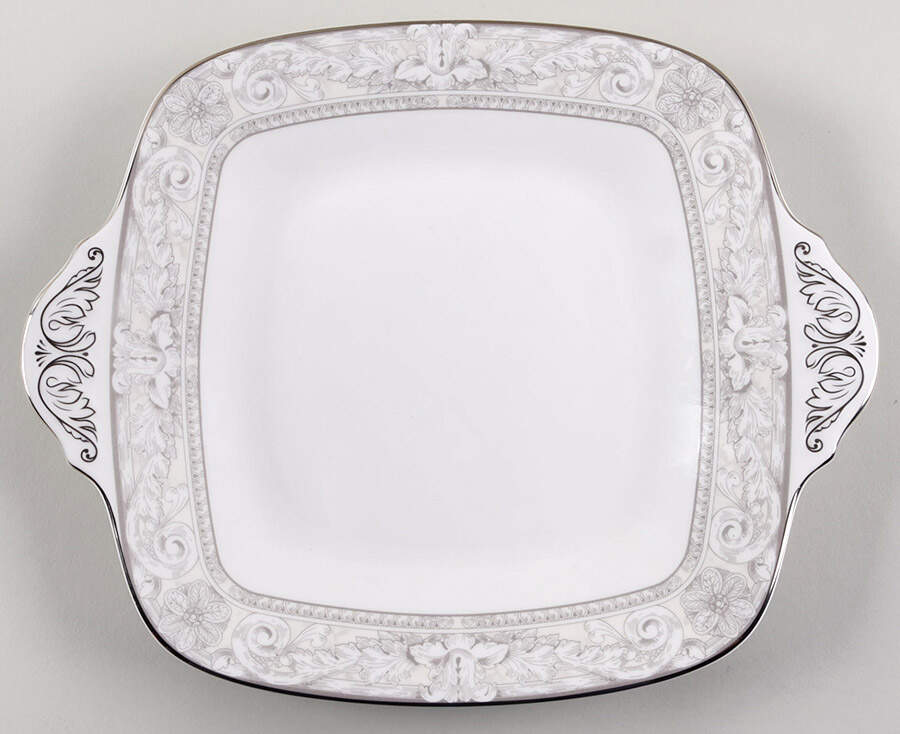 Naples Platinum Square Handled Cake Plate by Royal Doulton-1