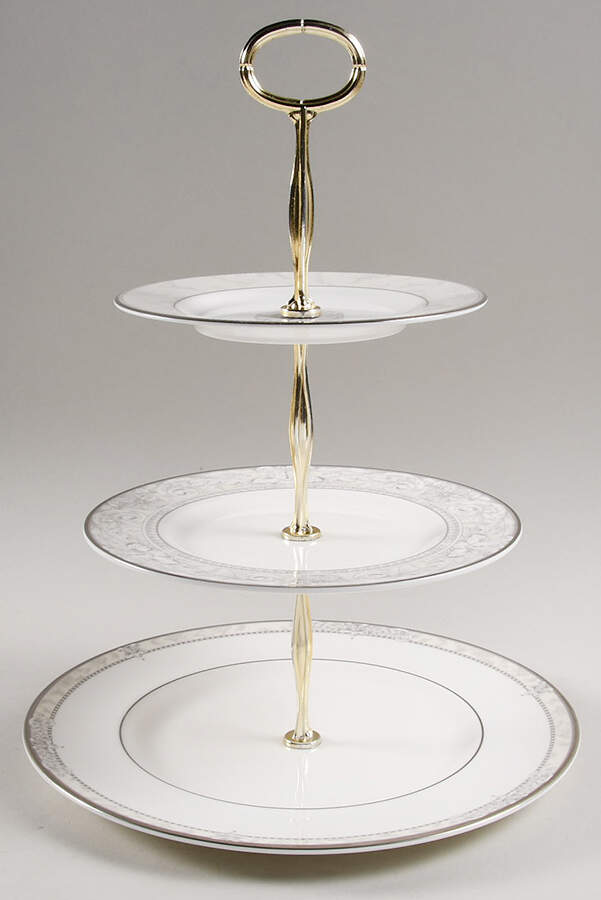 Naples Platinum 13 7/8"-14 1/4" 3-Tiered Serving Tray(DP,SP,BB) HC by Royal Doulton-1