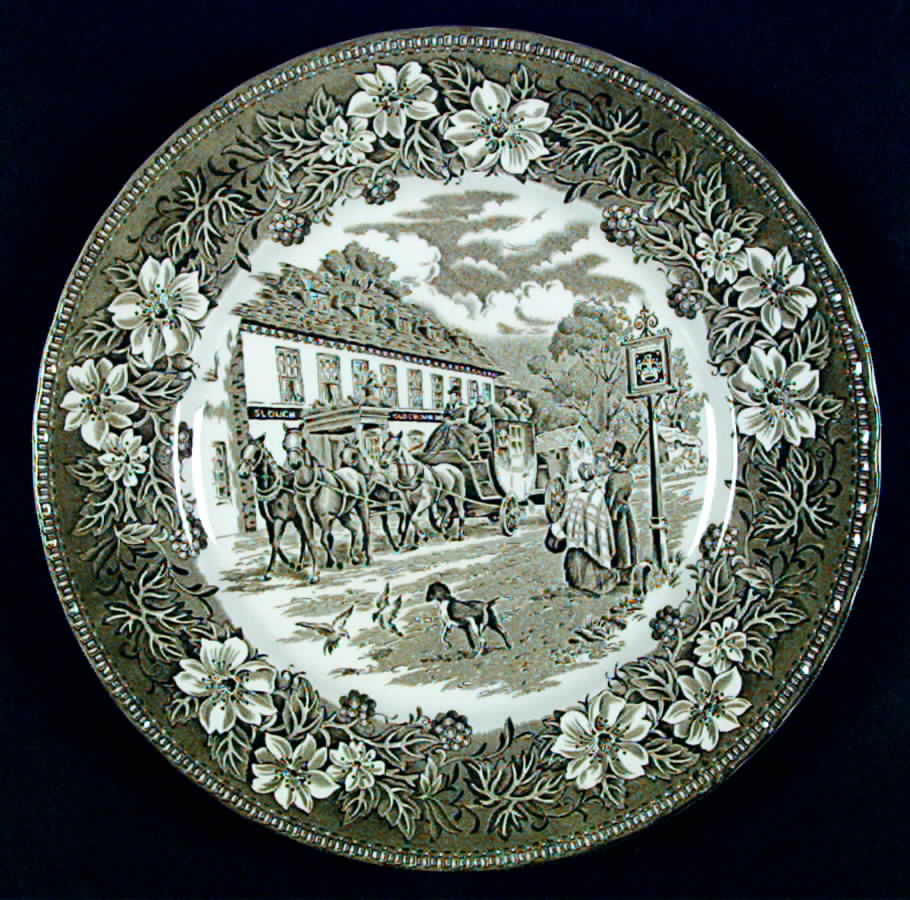 Coaching Taverns Green Dinner Plate by Royal Tudor-1