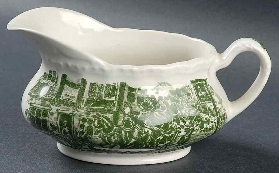 Coaching Taverns Green Gravy Boat by Royal Tudor-1