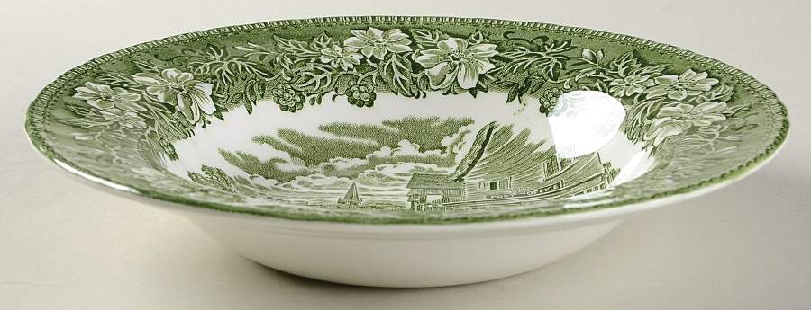 Coaching Taverns Green Large Rim Soup Bowl by Royal Tudor-1
