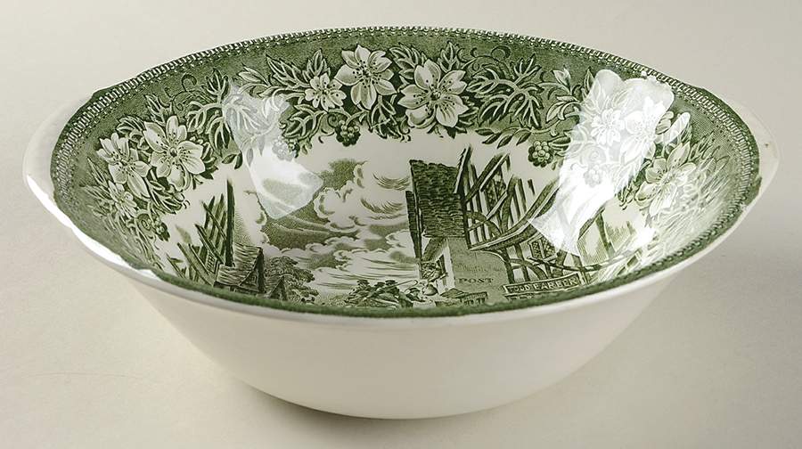 Coaching Taverns Green 8" Round Vegetable Bowl by Royal Tudor-1