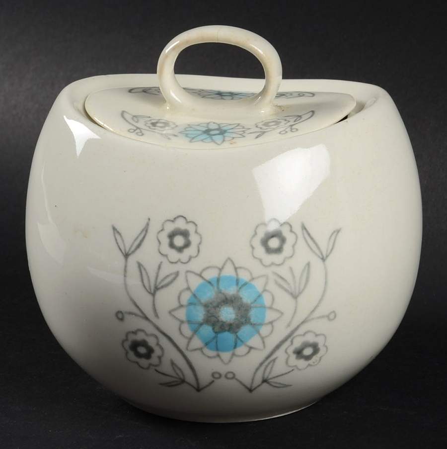 Blue Meadow Sugar Bowl & Lid by Royal (USA)-1