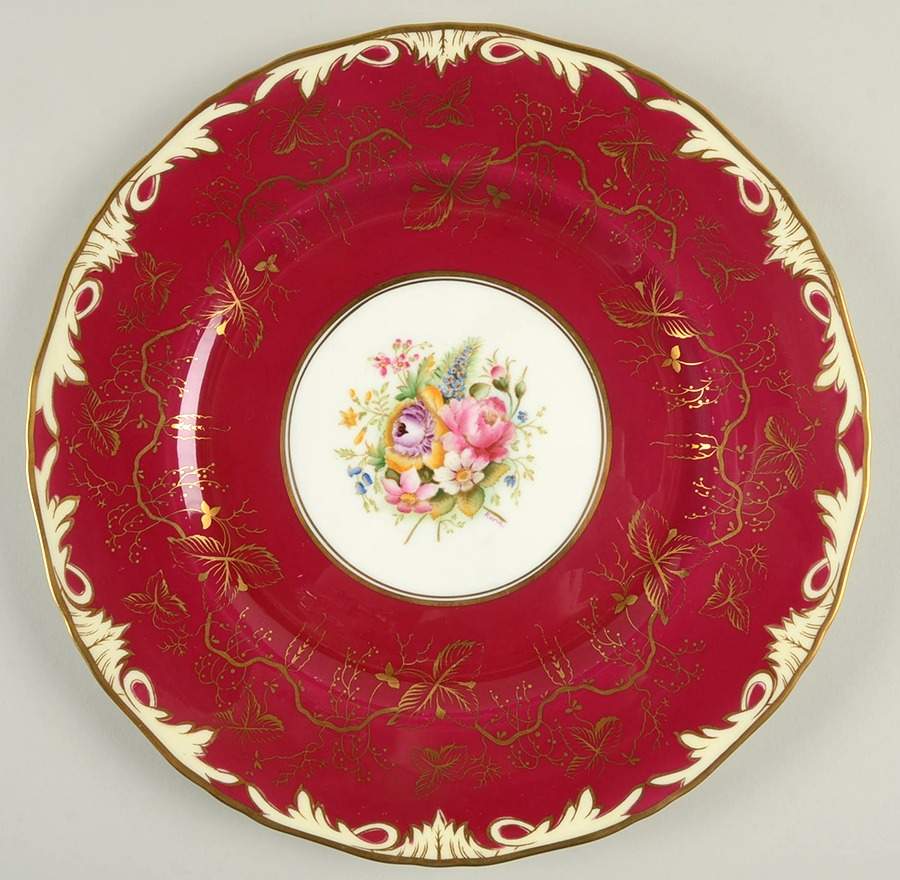 Elegant Red Dinner Plate by Royal Worcester-1